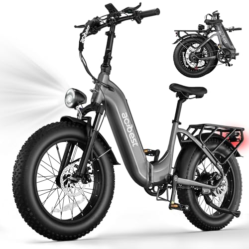 Electric Bike for Adults, 20" X4 Fat Tire Ebikes with Peak 1000W Brushless Motor, 48V 15AH Removable Battery, Step-Thru E Bicycle Bike up to 28MPH, 7-Speed, Knight
