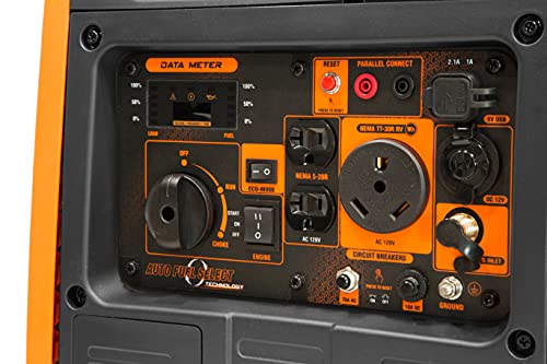 WEN Quiet 6800-Watt Dual Fuel RV-Ready Electric Start Portable Inverter Generator with Fuel Shut Off and CO Watchdog for Electric Vehicle Backup (DF680iX)