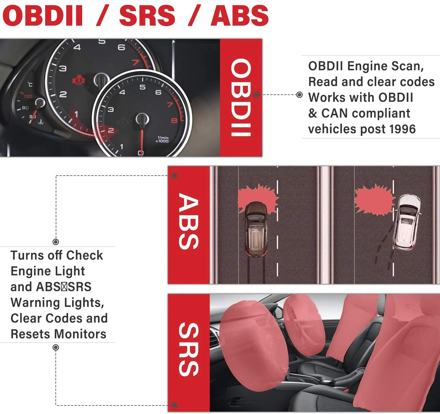 Autel AutoLink AL619 OBD2 Scanner ABS & SRS Airbag Car Diagnostic Scan Tool, Advanced Ver. of AL519, ML519, AL319 Code Reader