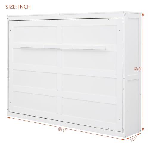 Harper & Bright Designs Queen Size Murphy Bed Wall Bed with Storage Shelves, Wardrobe and LED Lights, Space-Saving for Multipurpose Guest Room or Home Office, Gray