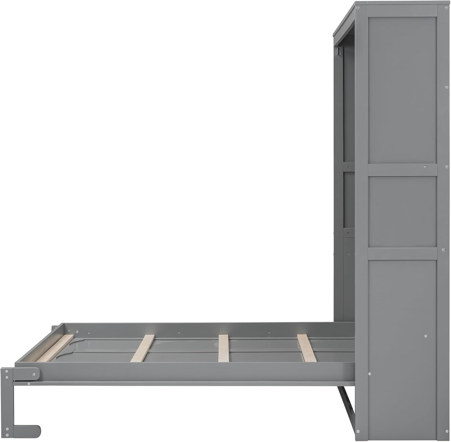 Bellemave Murphy Bed Full Size, Cabinet Bed Frame with Storage Shelves, Modern Wood Foldable Wall Bed for Home Office Studio, Gray