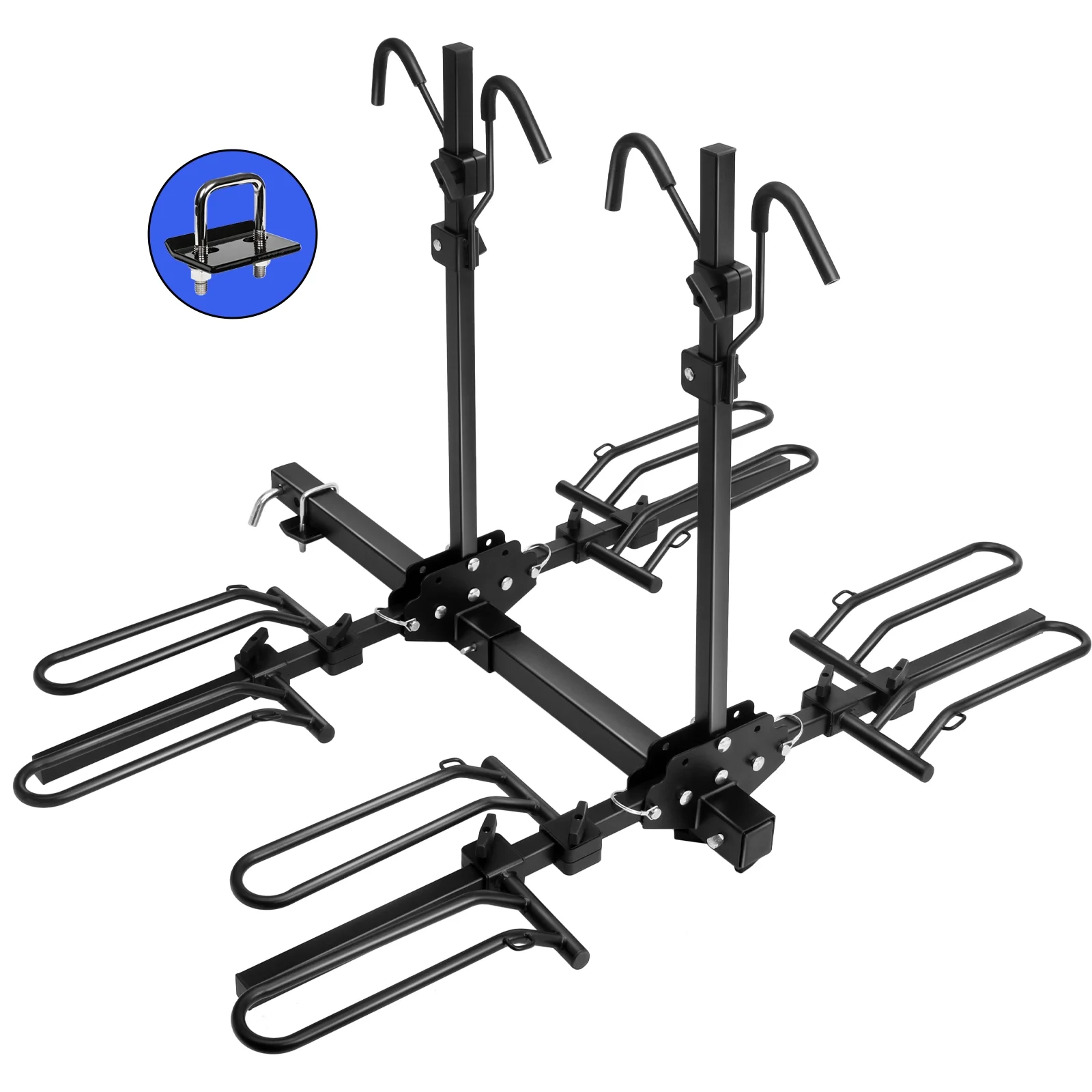 Hitch Mount Carrier Rack, with a 2" Hitch Receiver, Foldable Tray 4 Bike Rack fit for Trucks, Cars, SUV and Sedan