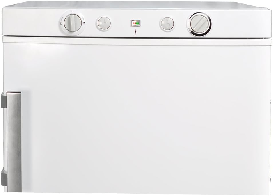 SMETA RV Propane Refrigerator with Freezer 12V/110V/Gas LPG, No Noise, RV Fridge for Dorm Office Garage Motorhome Caravan, Single Door, 3.5 Cu.Ft, White