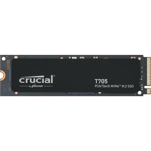 Crucial T705 2TB PCIe Gen5 NVMe M.2 SSD - Up to 14,500 MB/s - Game Ready - Internal Solid State Drive (PC) - +1mo Adobe CC - CT2000T705SSD3