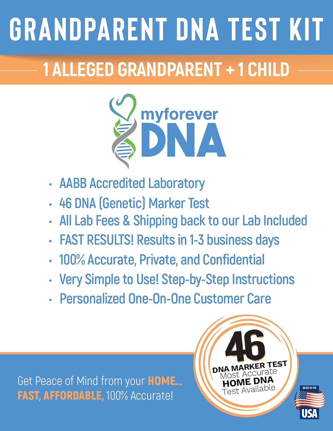 My Forever DNA - Grandparent DNA Test Kit▪ Includes All Lab Fees & Shipping to Lab ▪ 46 (Genetic) DNA Marker Test ▪ ACCURATE & CONFIDENTIAL