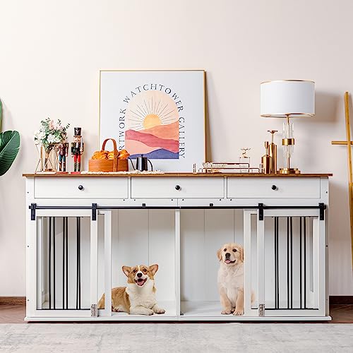 Scurrty Dog House Furniture Style Wooden Pet House Cat Bed Wood Dog House, Pet Furniture, Dog Furniture Dog Crate for Medium Small Dog House Kennel Indoor Use (Grey-M)