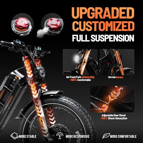 2025 Romeo Pro 3/Pro 2 Electric Bike for Adults 5000W/4000W Dual Motor E Bike 50/46MPH 60V/80Ah 52V/70AH Long Range Electric Bicycle,26 * 4.0 Fat Tire Full Suspension Electric Mountain Bike