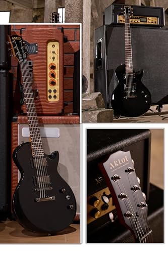 AKLOT Muti-Tone Electric Guitar with Coil-Split: Roasted Maple Neck, Flame Maple Graphic Top, Dual Humbuckers Pickups, Beginner Guitar Kit with Gig Bag, Lesson Book, Strap, Picks, Violet Venom