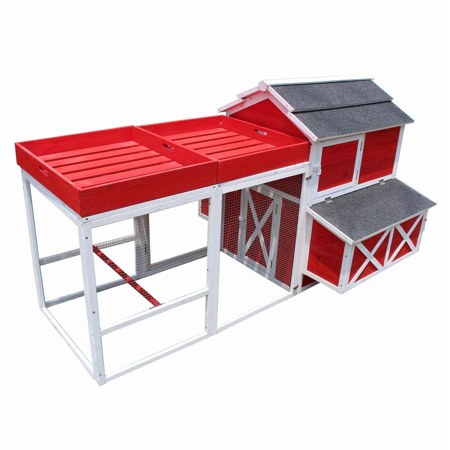 Merry Products Red Barn Chicken Coop with Roof Top Planter - Pet Supplies online store