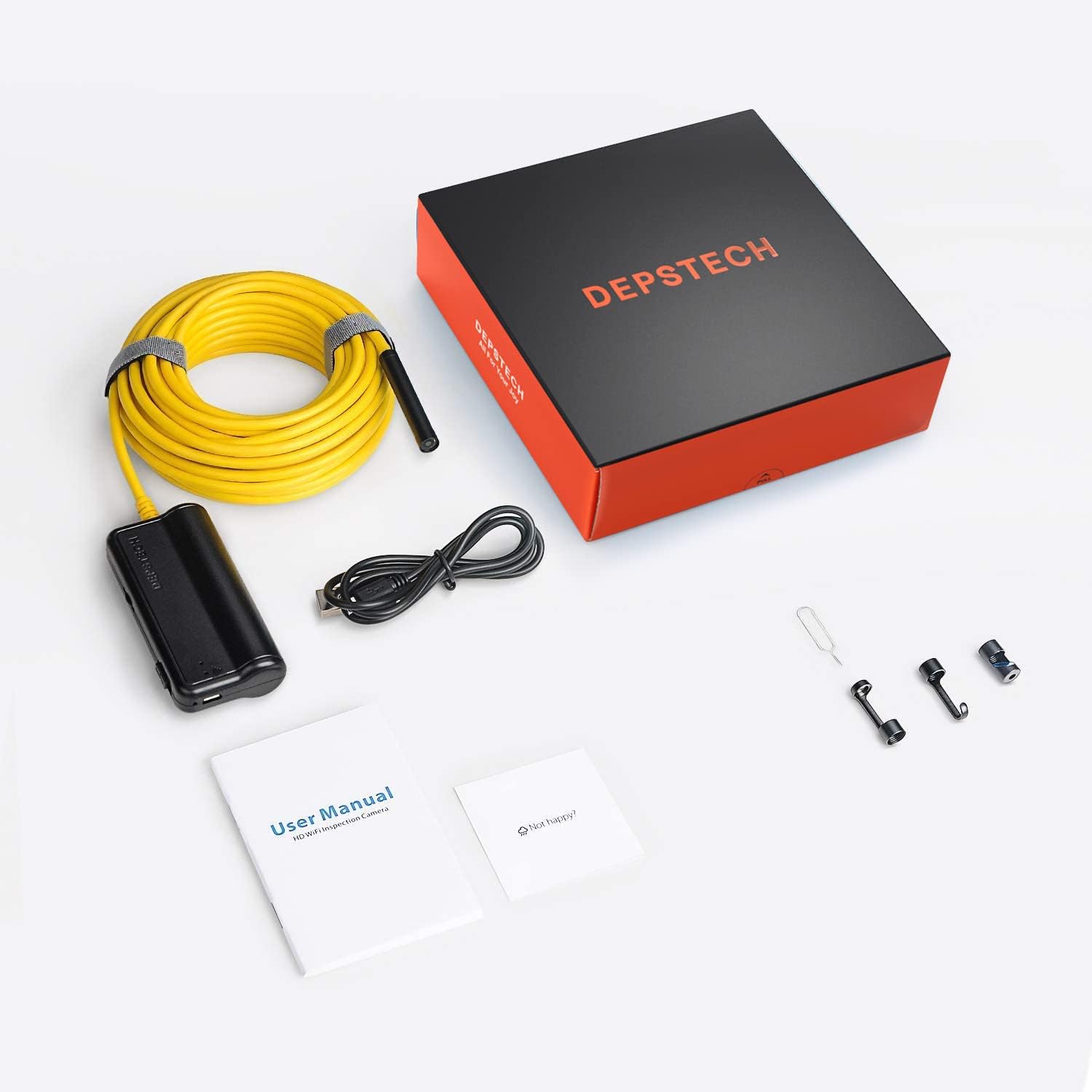 DEPSTECH WiFi Borescope, 5.0MP HD Wireless Endoscope, Semi-Rigid, 16 inch Focal Distance, Snake Inspection Camera with 2200mAh Battery for iOS & Android Smart Phone Tablets-33ft Pack of 2