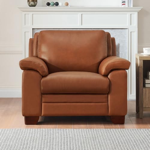 Hydeline Magnum Top Grain Leather Sofa Couch, 84", Nutmeg Brown