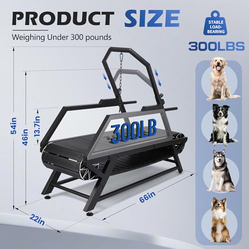 Dog Treadmill for Large & Medium Dogs - Slatmill for Dogs with Adjustable Resistance, Disc Brake & Pedometer, 300 lbs Heavy Duty - Doggy Treadmill Easy to Move, Burns Energy to Keep Pet Healthy