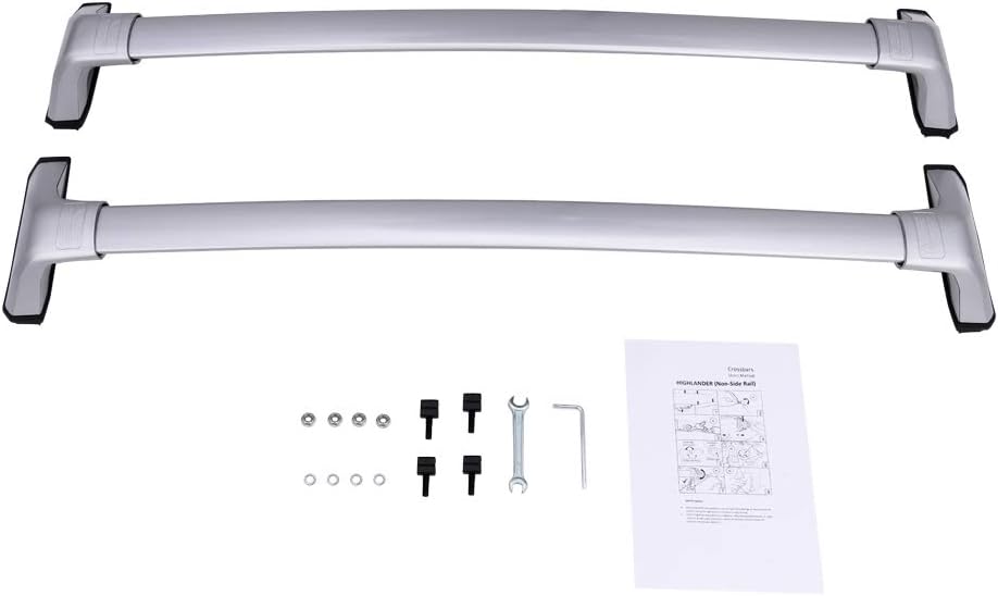 Silver Cross Bars Roof Racks fit for 2020 2021 2022 Toyota Highlander L & LE ,(Model Without Factory Side Rails)