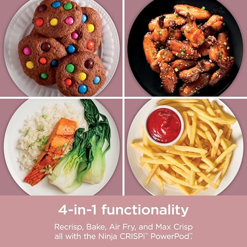 Ninja Crispi Air Fryer, Microwave, Freezer & Dishwasher Safe, Non Toxic Glass Portable Cooking System, 4 QT & 6 Cup Glass Containers with Storage Lids, Easy Meals, Air Fry, Bake, Green, FN101SG