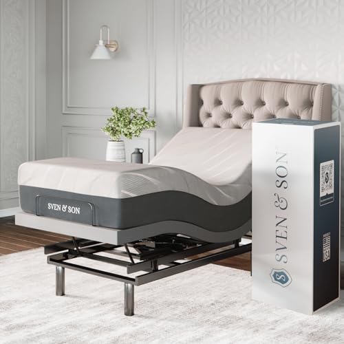 Sven & Son Platinum Adjustable Bed Base Frame + 14 inch Hybrid Spring Matt (Medium Soft), Lumbar Support, Head-Pillow-Tilt, Massage, Under-Bed Lights, USB - Twin XL