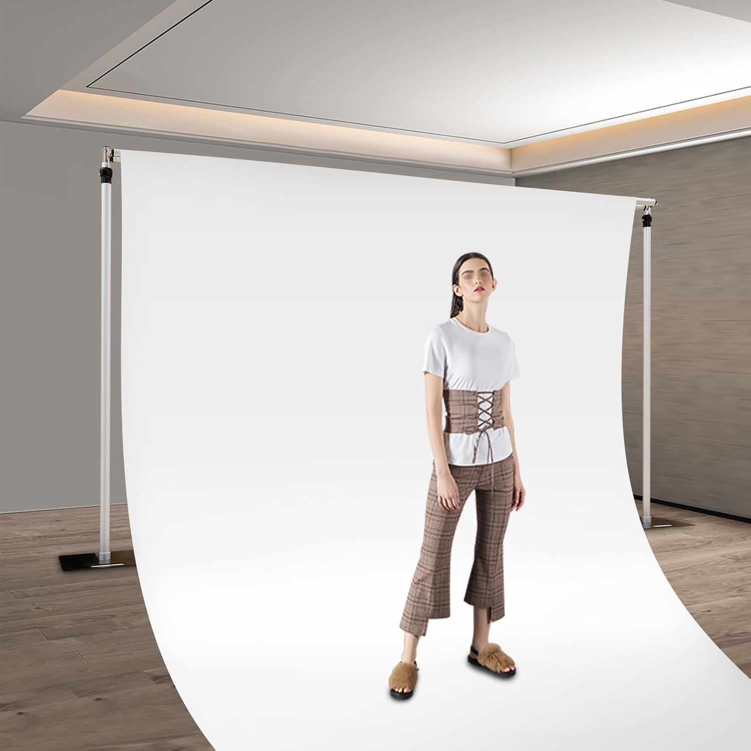 Backdrop Stand, 10x10Ft Adjustable Backdrop Support System Kit Aluminum Alloy Background Stand, Heavy Duty Double Crossbar Pipe and Drape Kit for Event,Birthday Party and Wedding Decor