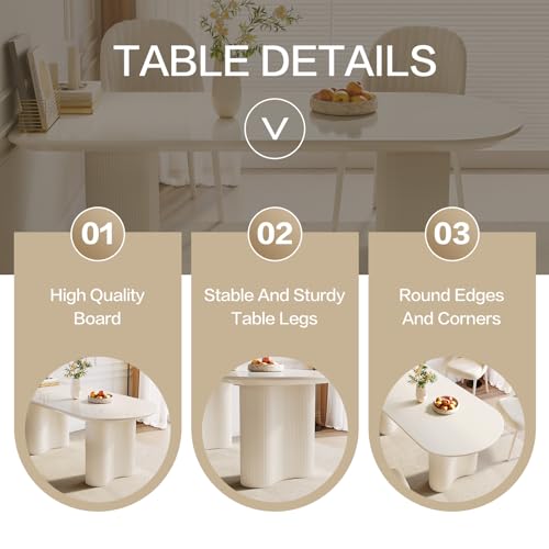 7-Piece Dining Table Set with 6 Chairs for Kitchen, Bar, Dining Room Table Set for 4-6 People, Indoor Kitchen Table Set, 55.11" Long Modern Dining Table