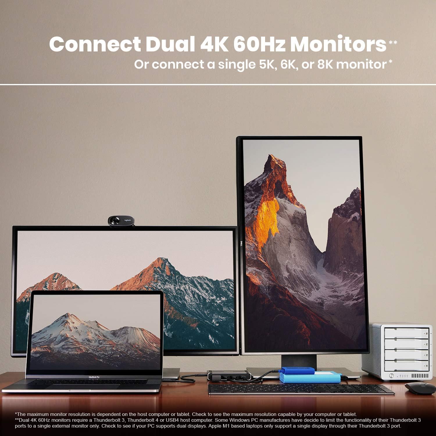 CalDigit Thunderbolt 4 Element Hub - Universal Multi-Port Hub, 4X Thunderbolt 4/USB4 Ports, 4X USB 3.2 Gen2 10Gb/s Ports, Single display up to 8K or Dual 4K 60Hz Displays, 60W Charging with 0.8m Cable