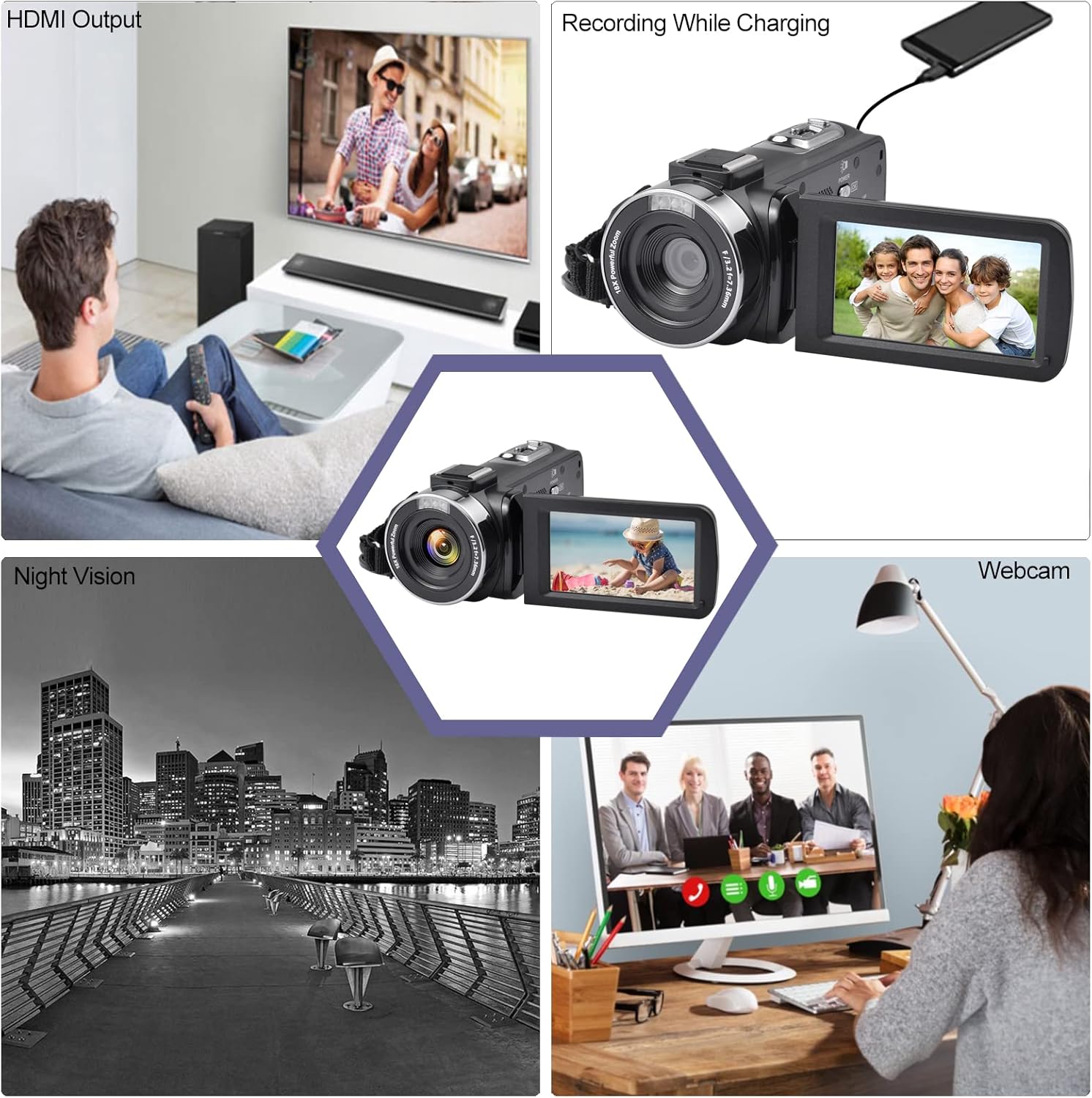 Video Camera 4K 18X Powerful Digital Zoom,48MP 3.0 Inch IPS Vlogging Camera for YouTube,270 Degree Rotation Touch Screen Camcorder with Microphone,IR Night Vision and 2 Batteries(Black)