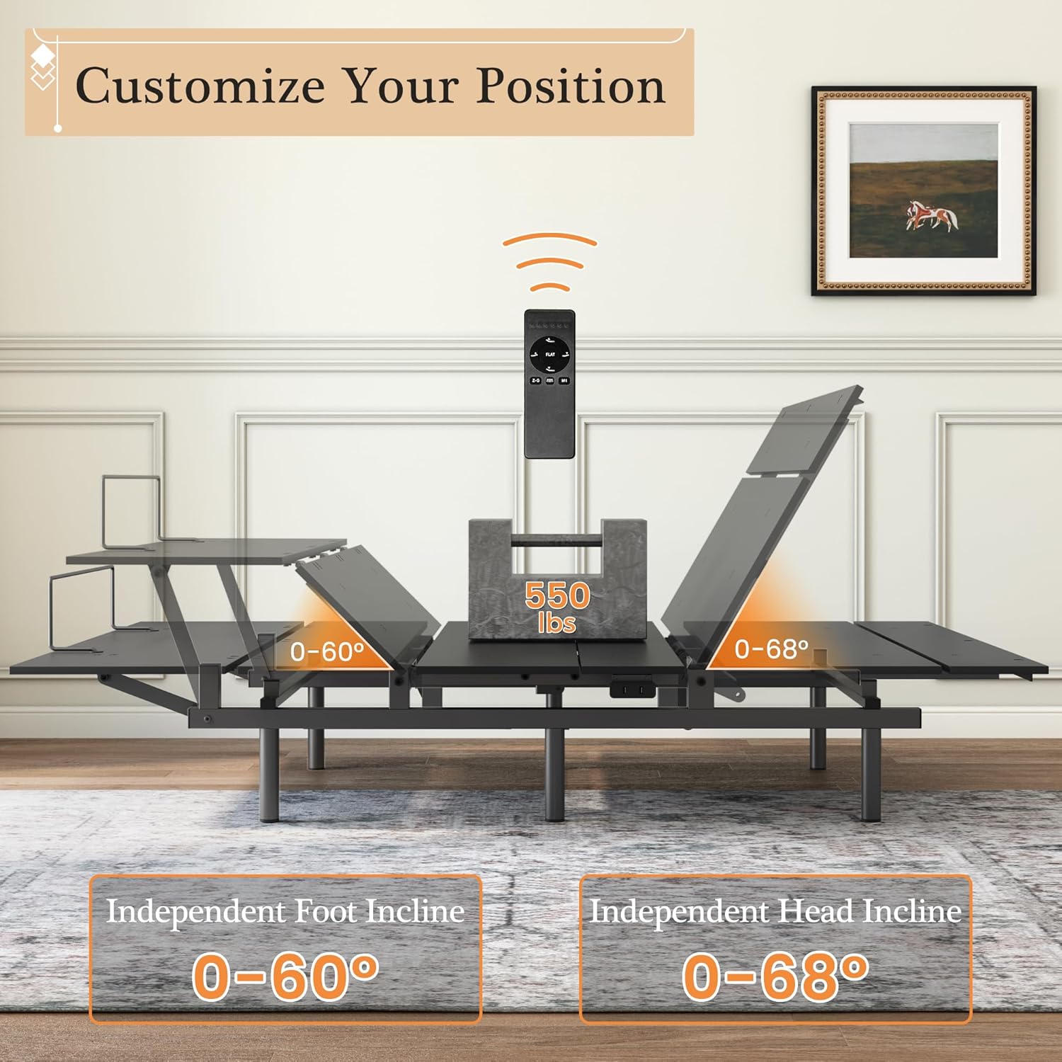 Adjustable Bed Frame -Wireless Remote -Memory Function -Adjustable Bed Base -Head and Foot Lift Incline -Zero Gravity -Quiet Motorfor Lying Down, Reading, Watching TV,Fatigue,Backache[FULL]