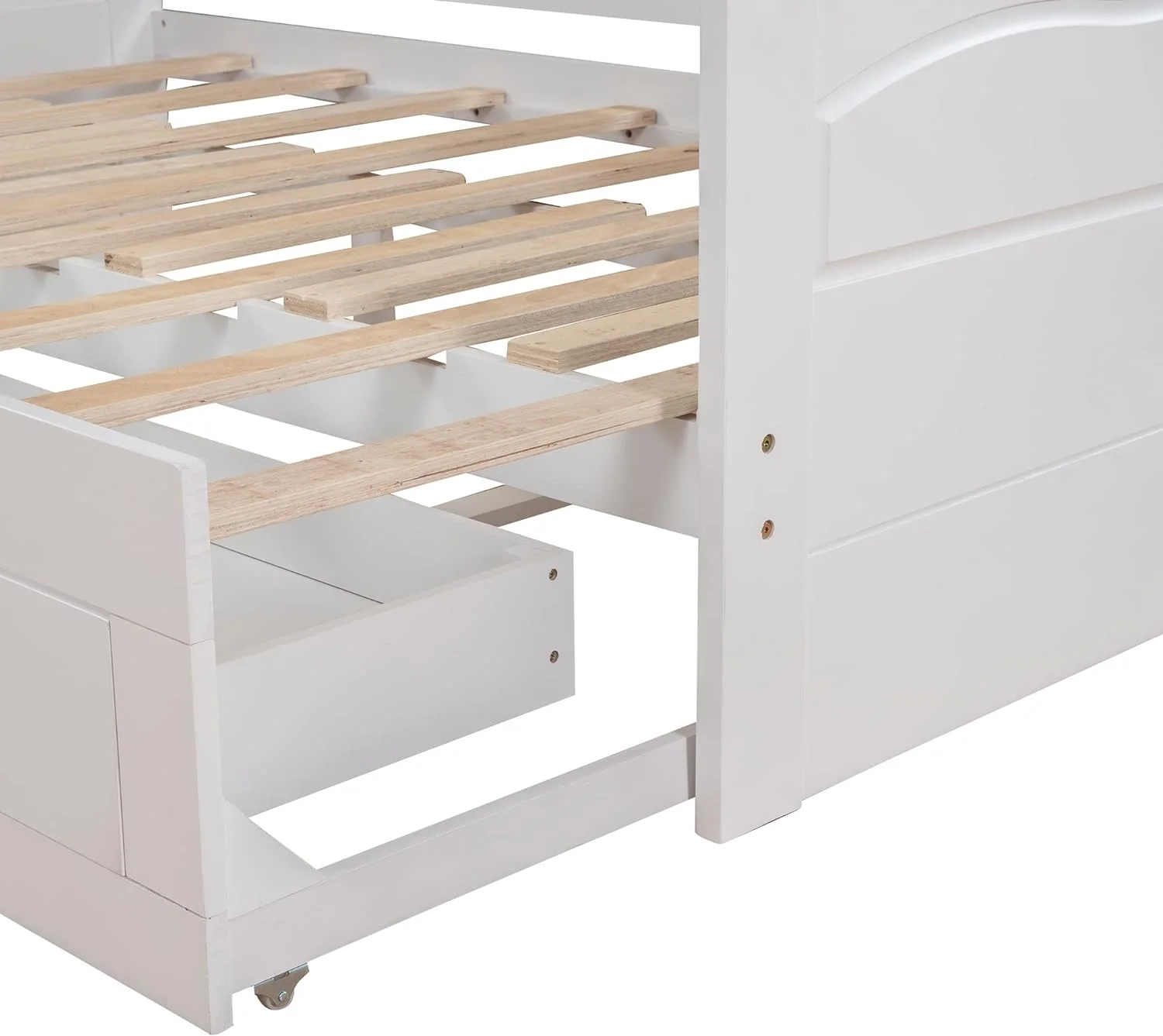 To King Daybed With Storage Drawers, Wood Extendable Daybed With Trundle, Kids Sofa Bed Frame For Bedroom Living Room, No Box Spring Needed ( To King, White)