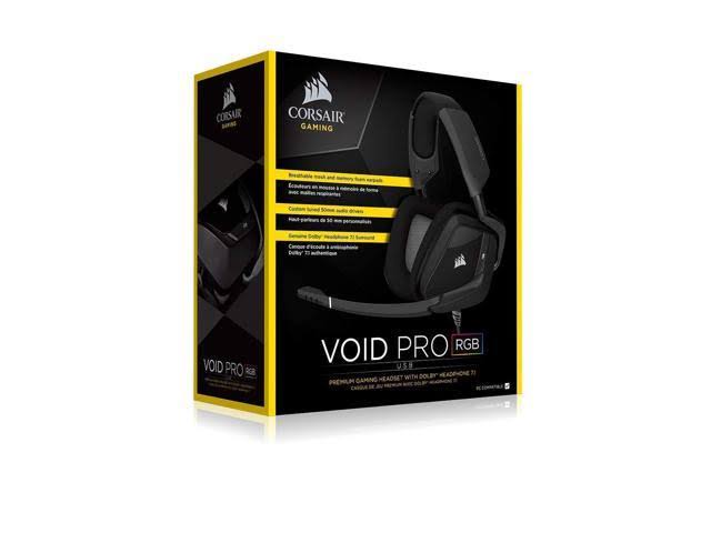 Corsair Void Pro RGB USB Headset - Stereo - Carbon - USB - Wired - 32 Kilo Ohm - 20 Hz - 20 kHz - Over-the-head - Binaural - Cir