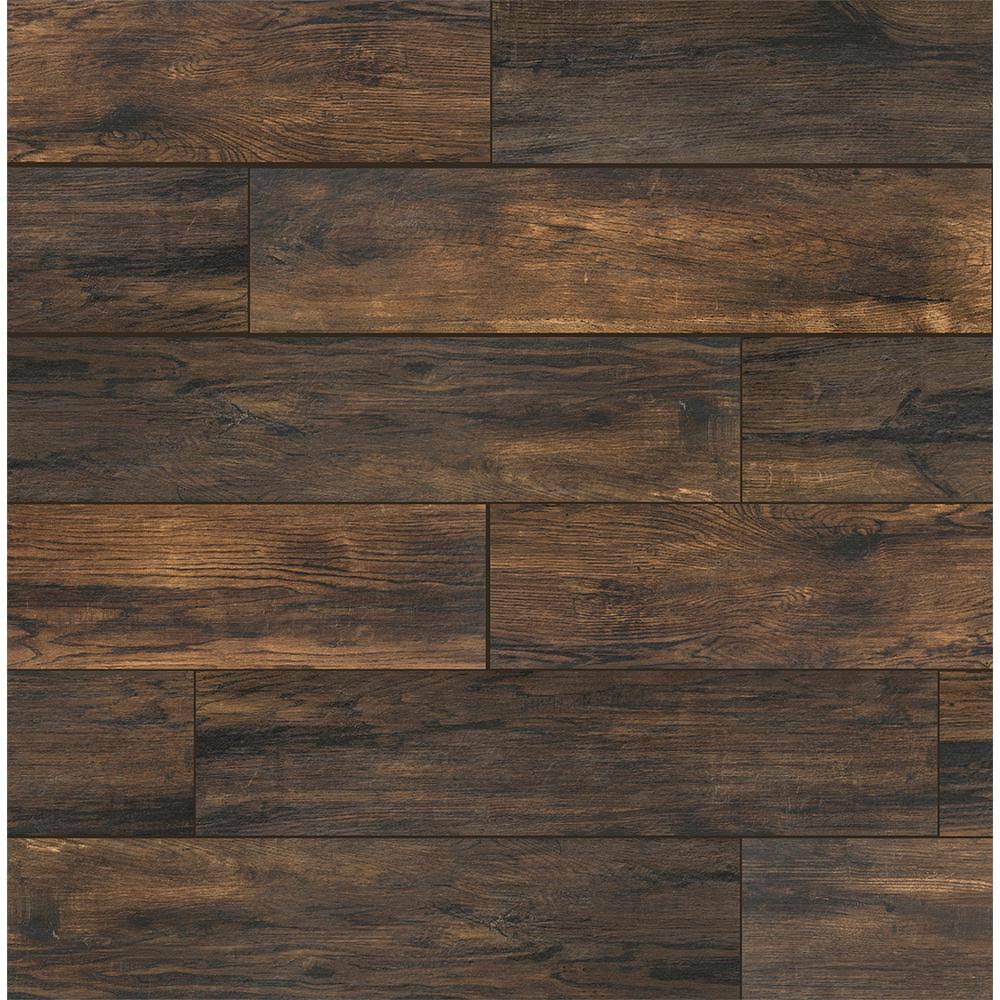 Florida Tile Home Collection Smoked Hickory 8 in. x 36 in. Porcelain Floor and Wall Tile (9 Cases / 122.4 Sq. ft. / Pack), Brown