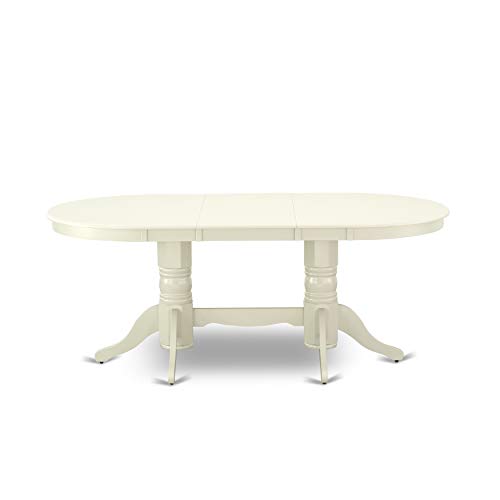 East West Furniture Vancouver 9 Piece Set Includes an Oval Dining Table with Butterfly Leaf and 8 Kitchen Chairs, 40x76 Inch, VAKE9-LWH-W