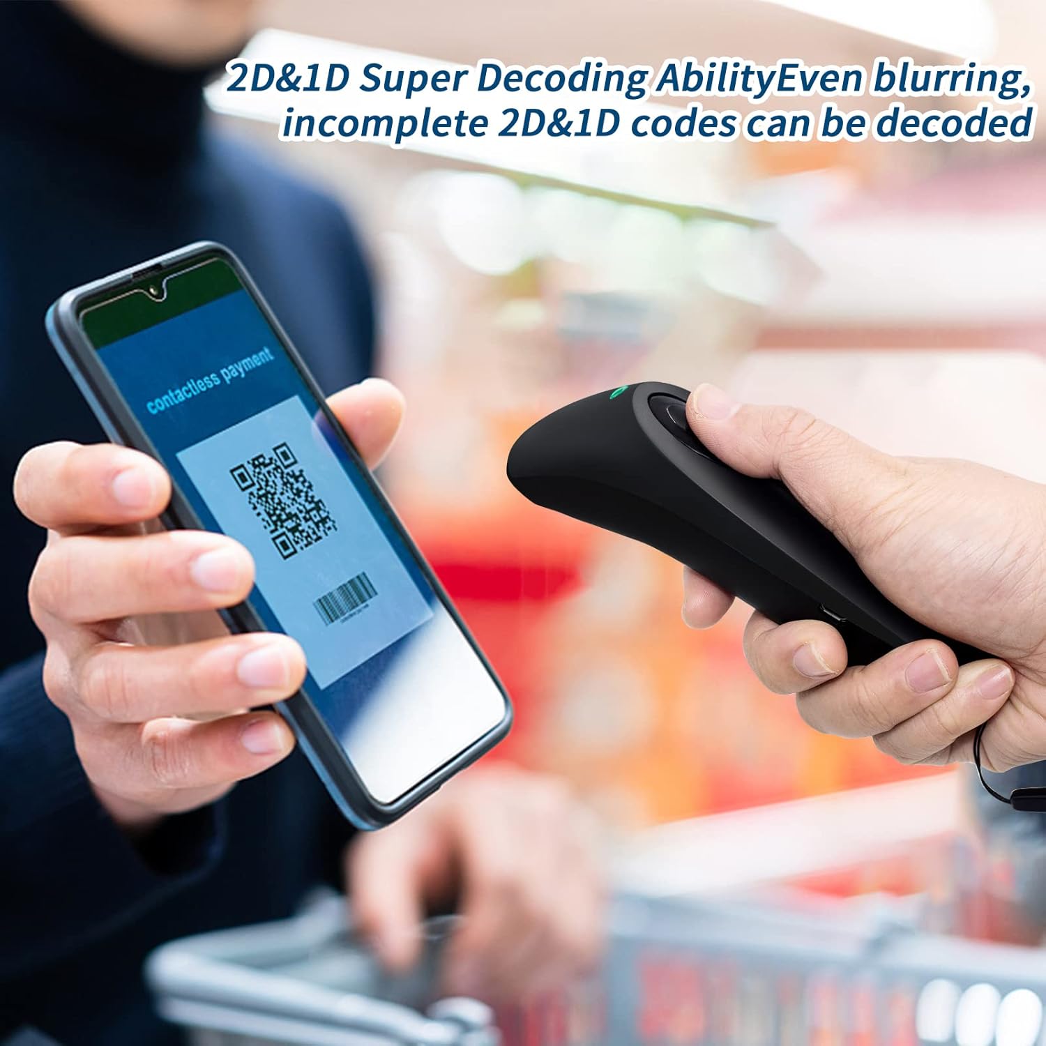 Bluetooth Wireless 2D Barcode Scanner, Portable Bluetooth & 2.4G Wireless & Wired Bar Code Scanner for Inventory, Barcode Reader for Windows, Android, iOS, Tablets or Computers Pack of 2