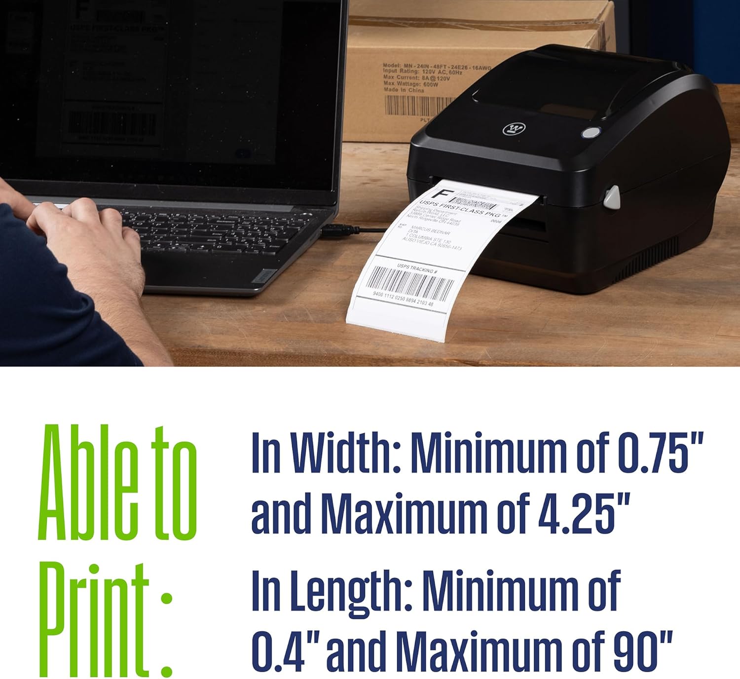 Westinghouse Direct Thermal Label Printer USB, Commercial grade, Compatible with USPS, UPS, FedEx, eBay, Shopify, Amazon, & More, Desktop Label Printer for Packages, includes Sample 4x6 Labels