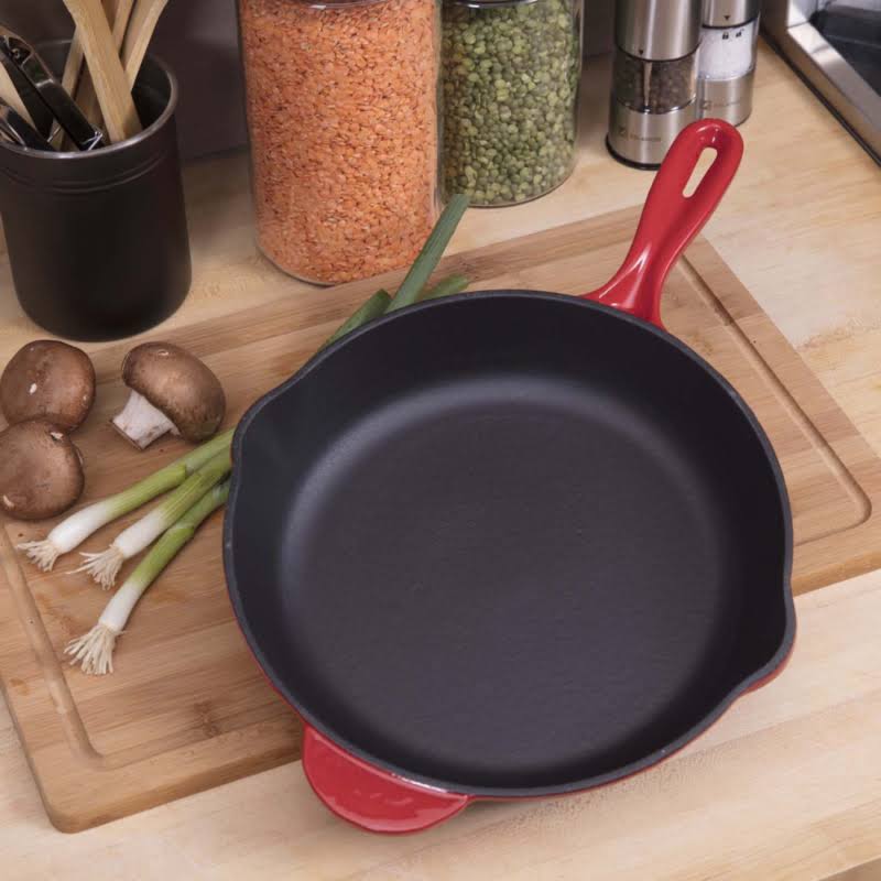 Zelancio Enamel Cast Iron Skillet 10 inch Oven Safe Smooth Surface Fry PAN.