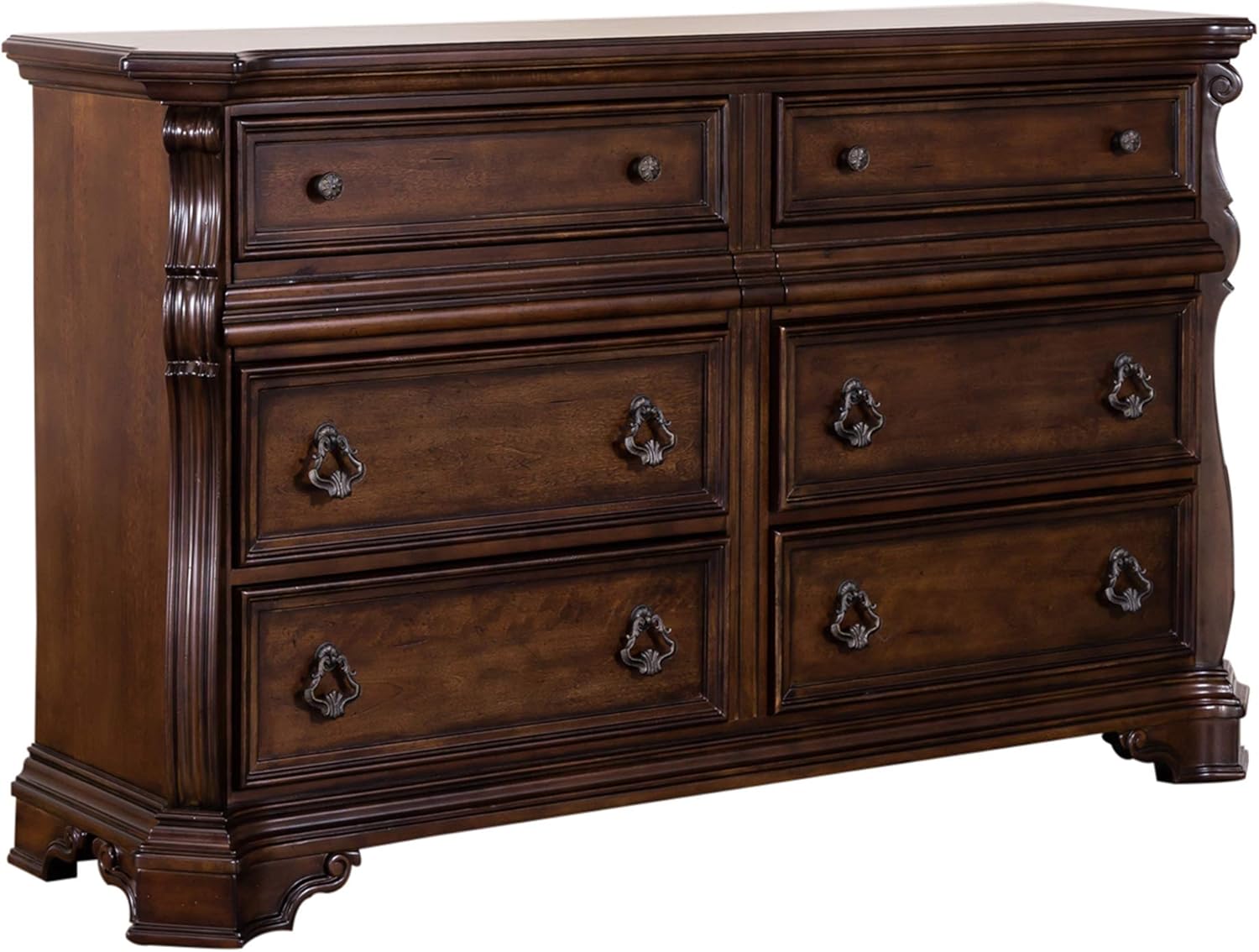 Liberty Furniture Industries Arbor Place 8 Drawer Double Dresser, 68" x 19" x 40", Brownstone Finish
