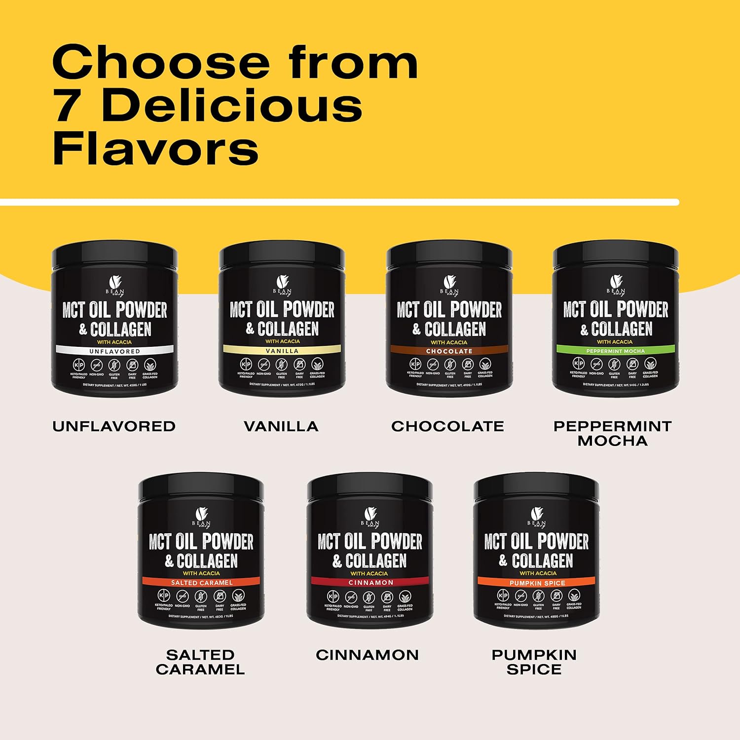 Bean Envy MCT Oil Powder with Collagen and Acacia - Gluten & Dairy-Free - Keto Creamer for Coffee, Ice Cream, Shakes and Smoothies - Salted Caramel Pack of 2