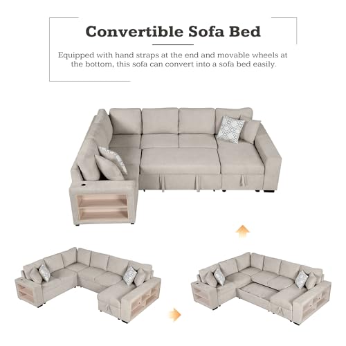Oversized U-Shaped Sectional Sofa Couch Plush Corduroy Upholstered Modular Deep Seat Sofa&Couch Sectional W/Right Facing Chaise Lounge and 7 Toss Pillows for Home Apartment Living Room Furniture Sets