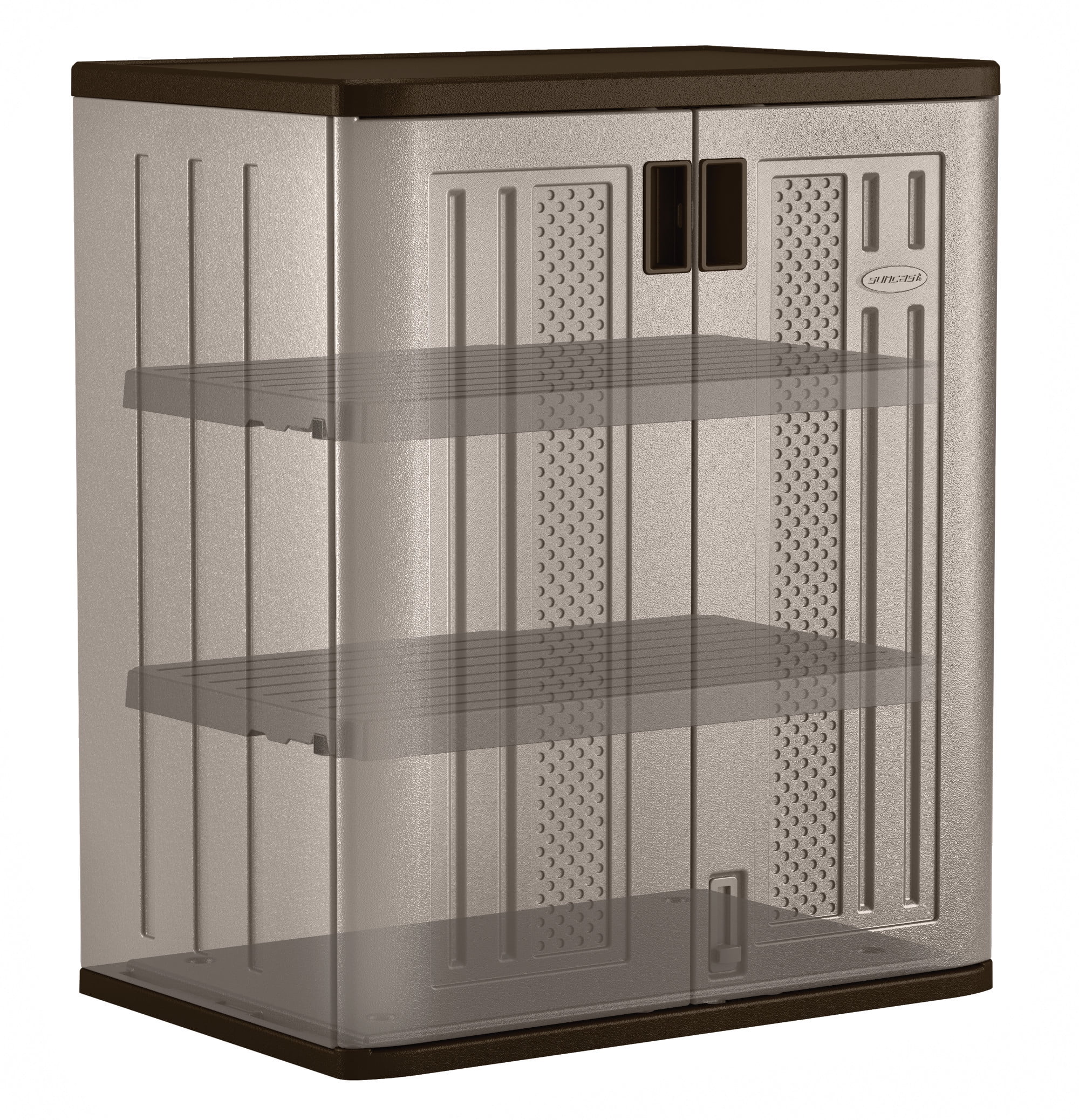 Suncast 2-Shelf Resin Base Cabinet, Platinum Metallic