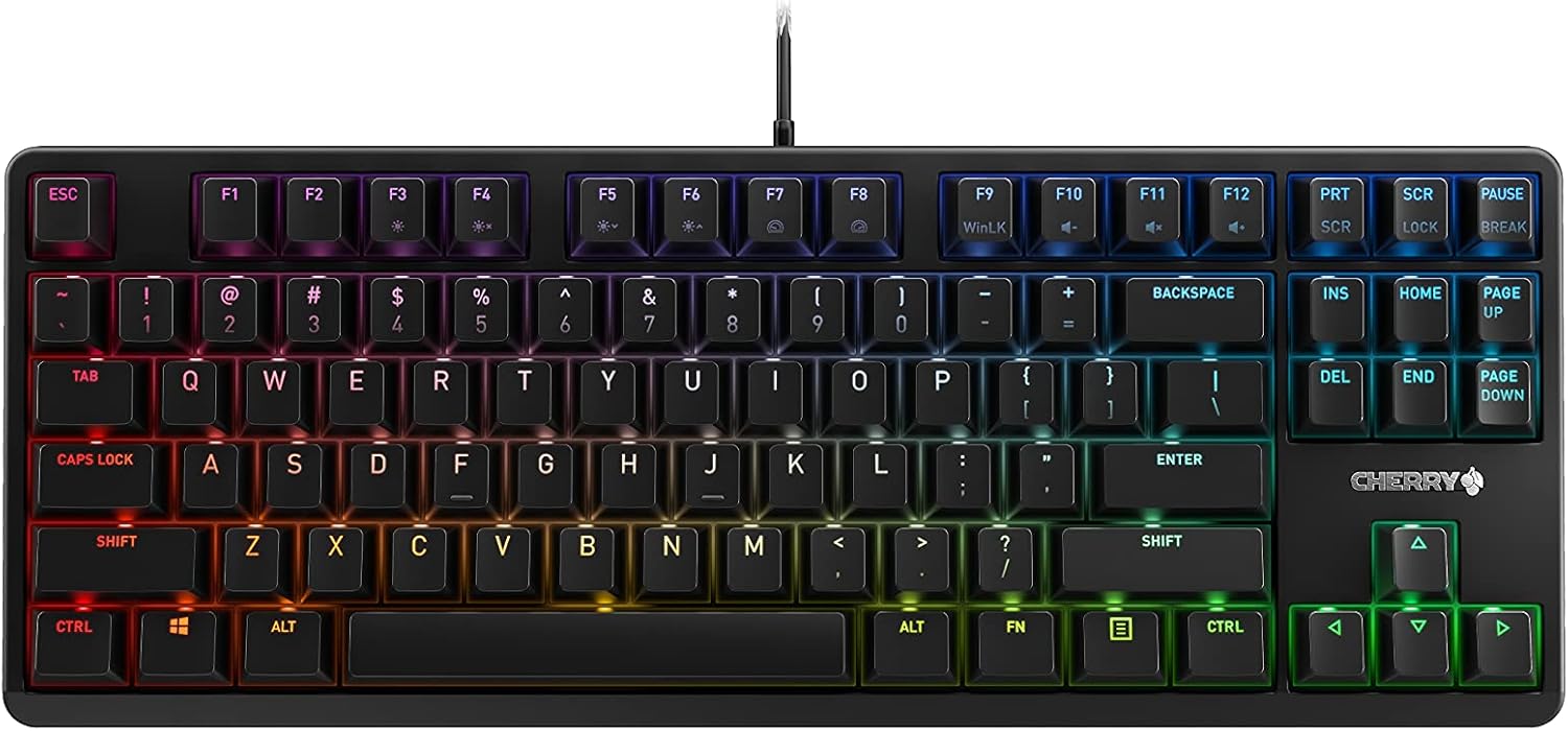 CHERRY MX RGB Mechanical Keyboard with MX Red Silent Gold-Crosspoint Key switches for typists, Programmers, Creator, Coder, Work in The Office or at Home G80-3000N RGB (TenKeyLess (TKL)