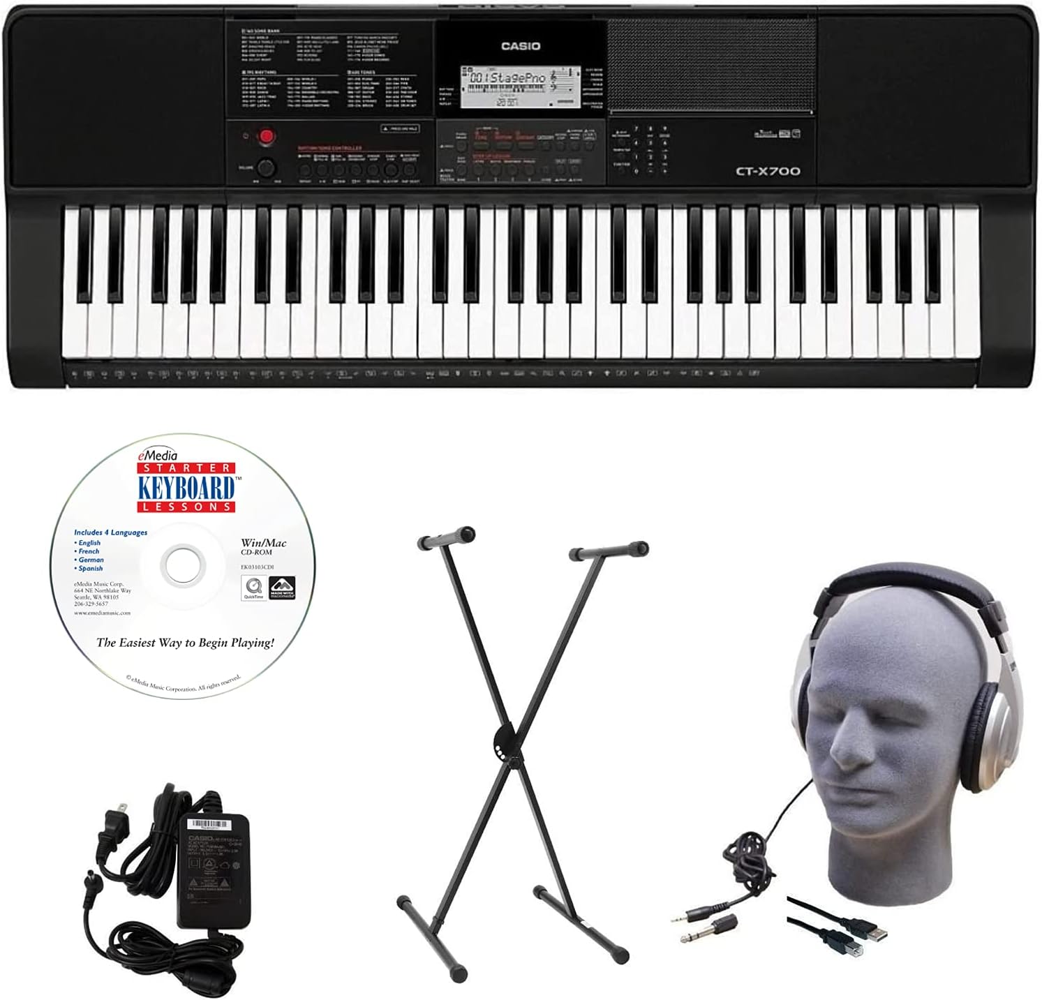 Casio CT-X700 Keyboard Pack with Adjustable Padded Keyboard Bench