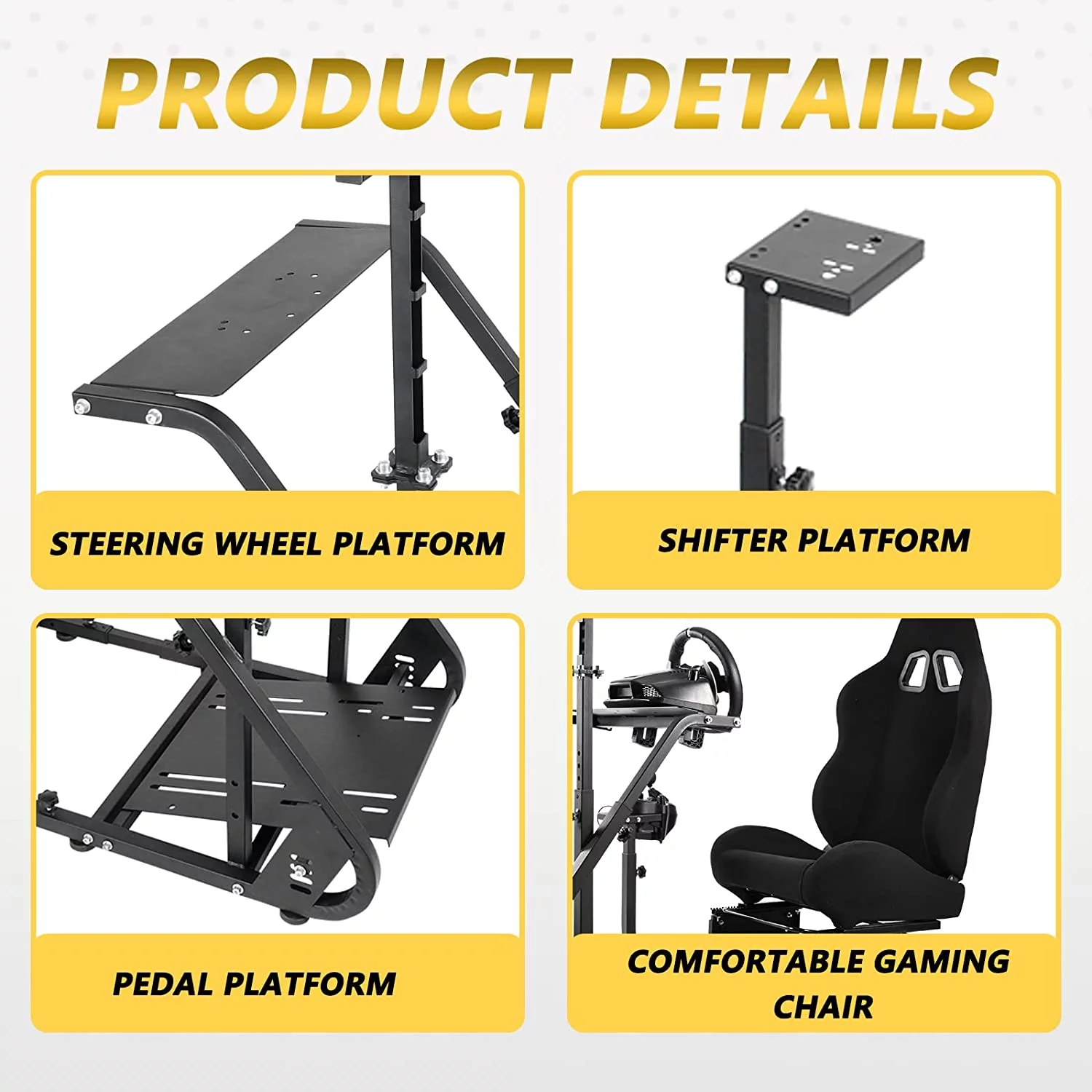 Marada G923 Racing Simulator Cockpit with Monitor Stand Game Seat Fit for Logitech G920 T500 Fanatec