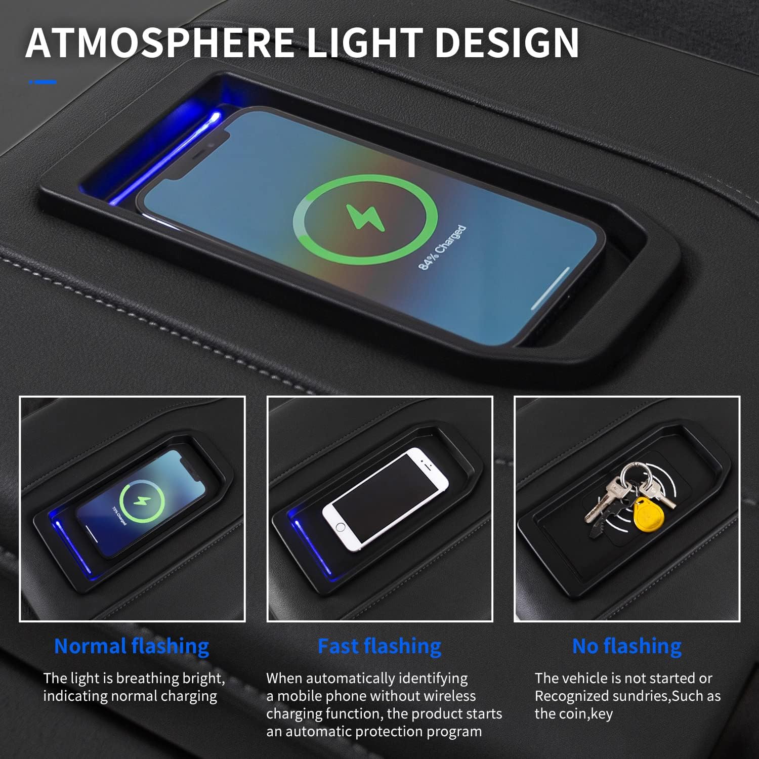 powoq Upgrade Center Console Fit Chevrolet Silverado Wireless Charger Pad for Chevy Silverado 2019-2021 GMC Sierra Accessories 15w