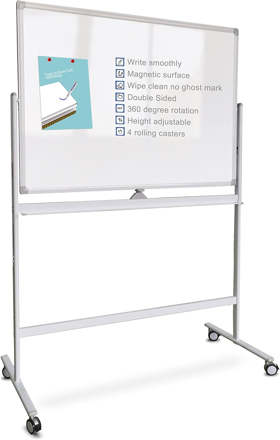 Easel-Style Dry Erase Boards Mobile 36 x 71 Inches Double Sided Whiteboard with Aluminum White Frame Pizarra Blanca Magnetica M��vil