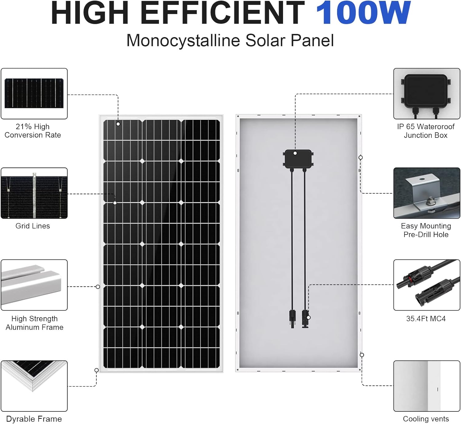 ECO-WORTHY Solar Deep Well Pump System, 12V Water Pump + 2pcs 100W Monocrystalline Solar Panel + 20A Controller +16.4ft Solar Cable for Remote-regions Water Supply,Deep Well, pool, Farm & Ranch