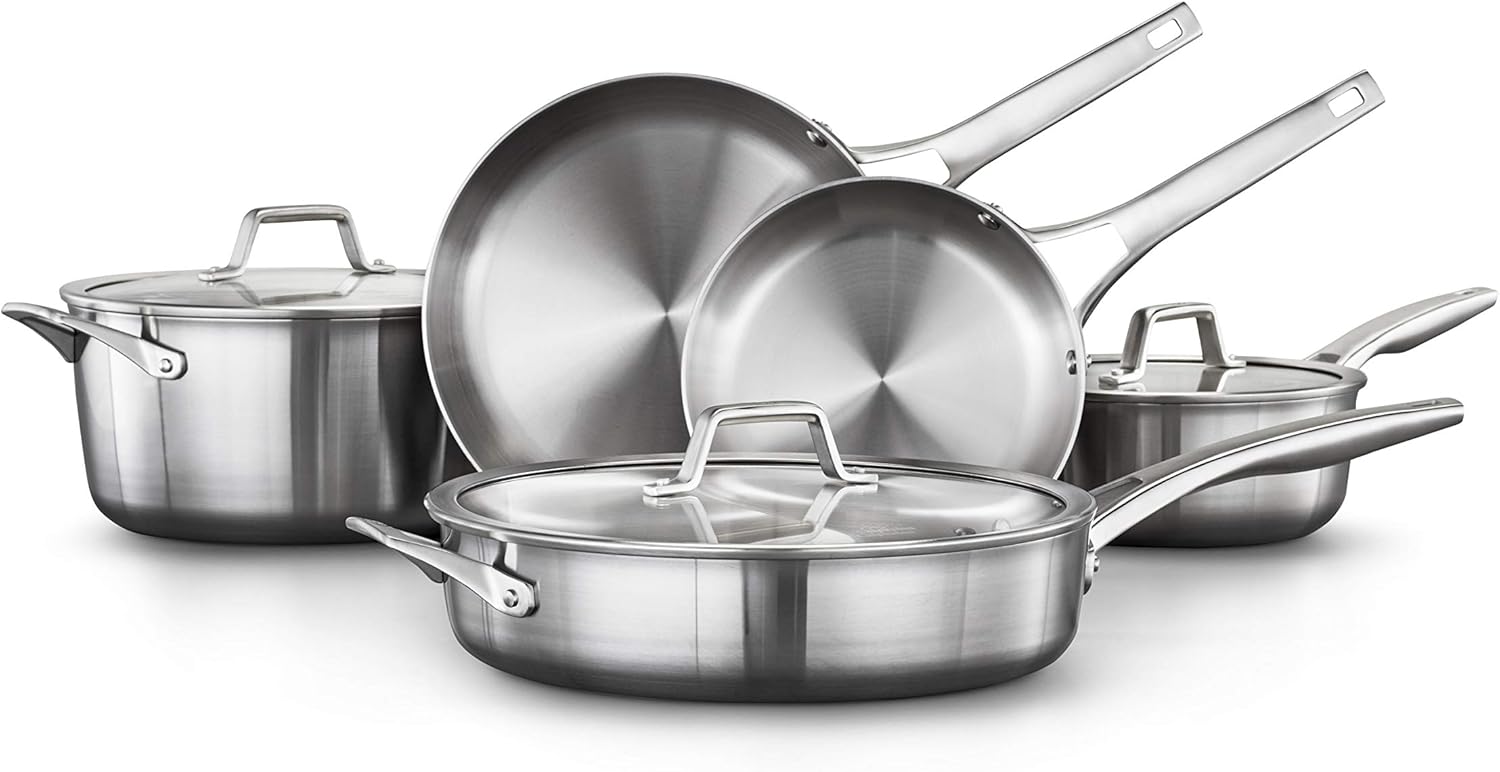 Calphalon Premier Stainless Steel Pots and Pans, 11-Piece Cookware Set