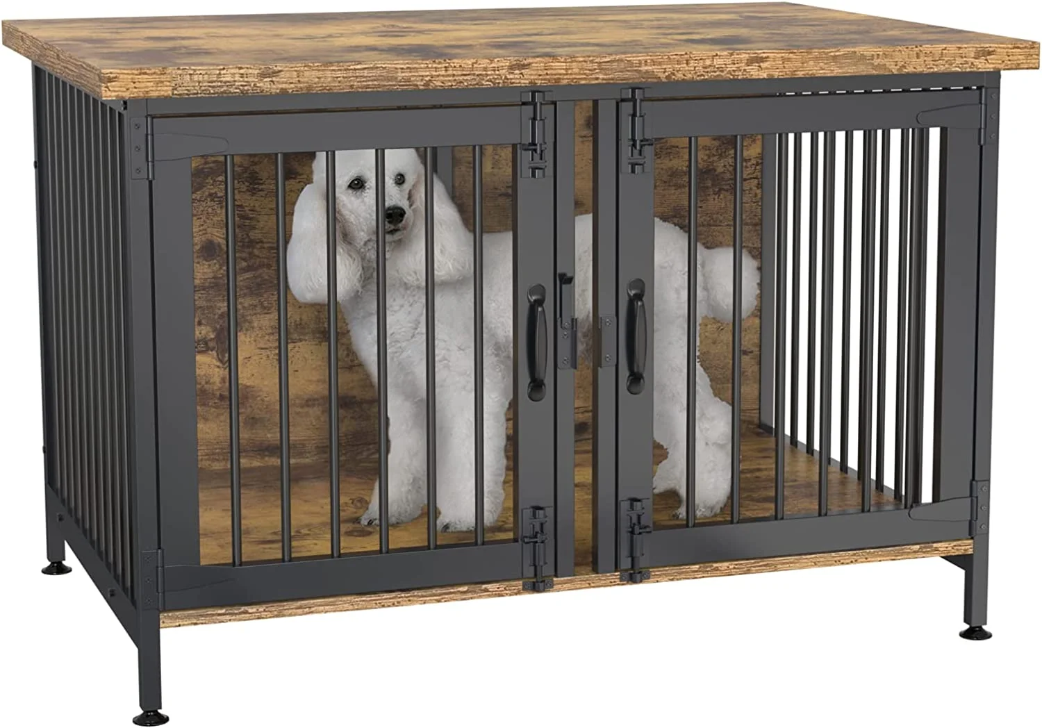 Double Dog Crate with Divider for 2 Small Dogs or 1 Dog, Furniture Style Kennel Indoor Cage with Removable Panel (Int.dims:36.2”Wx24.5”Dx21”H)