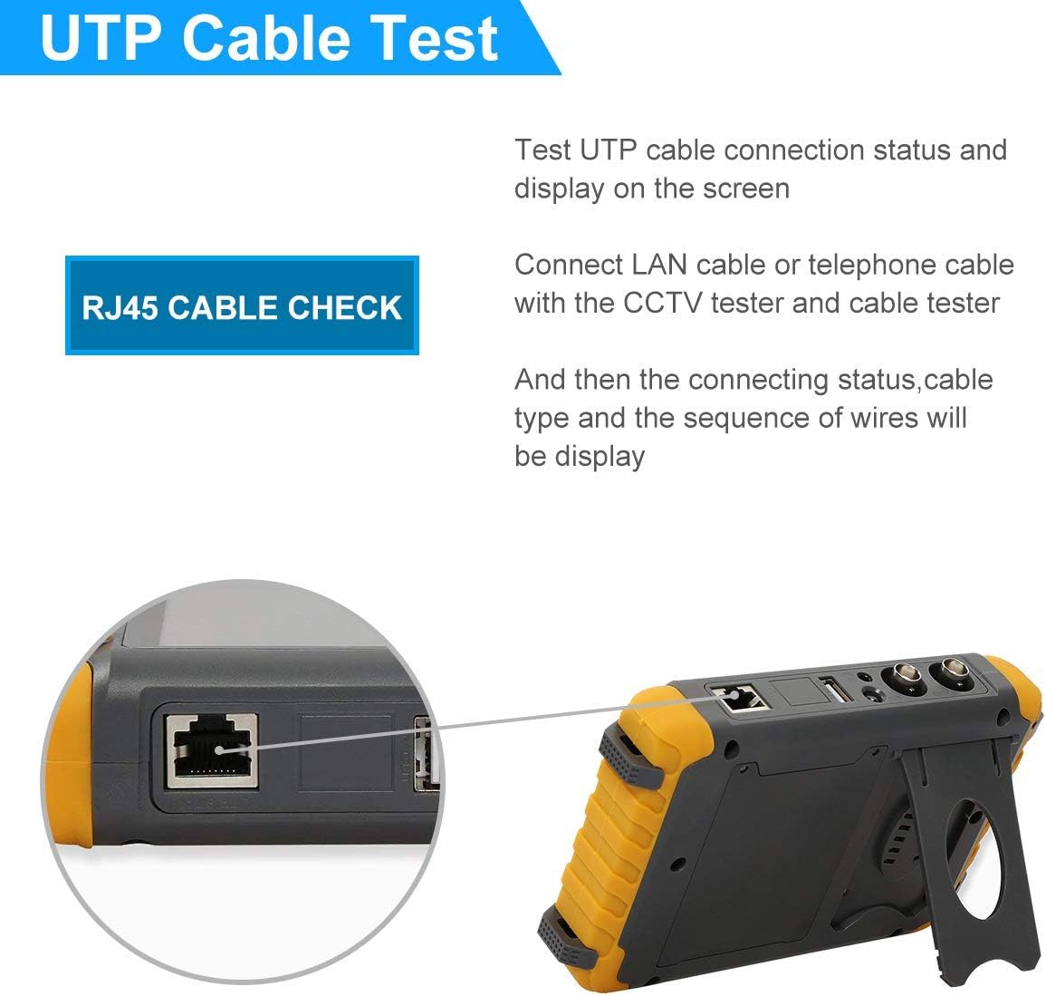 5 Inch 4 in 1 CCTV Monitor Tester, AHD/TVI/CVI/CVBS Coaxial Analog Video Monitor Tester, UTP/PTZ Cable Test for 1080P/3MP/4MP/5MP Analog Security Camera, VGA DC12V Output Camera Portable CCTV Tester