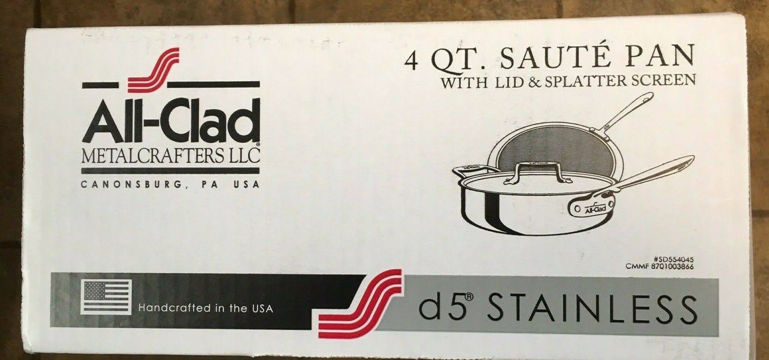 All-Clad D5 Stainless-Steel 4-Qt. Deep Saute Pan with Splatter Screen-