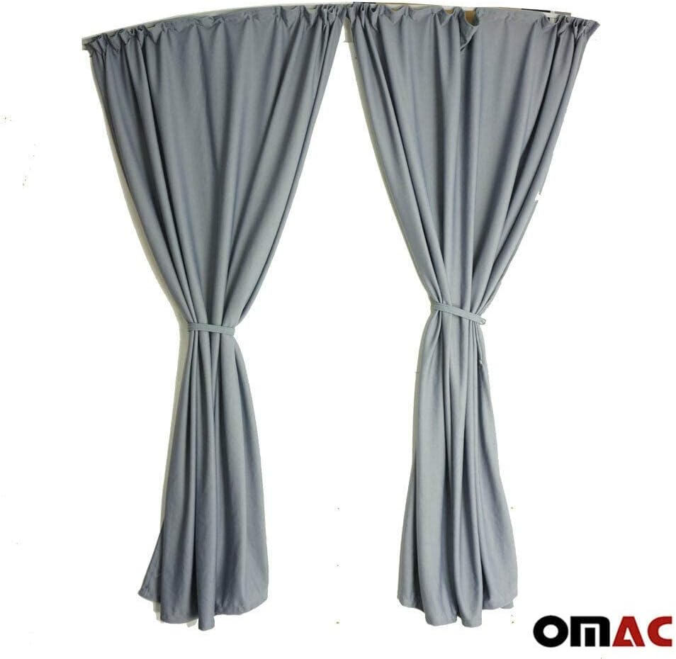 OMAC Van Cab Divider Curtains Campervan Sunshade Blinds Kit Grey | Fits Mercedes Sprinter Accessories 2 pcs. Curtains 1pcs. Profiles Screws
