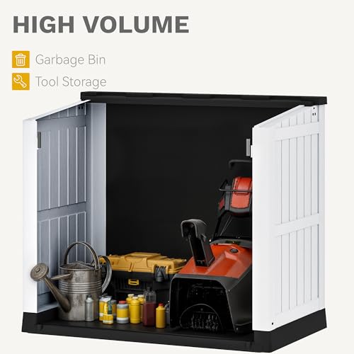 DWVO Outdoor Weather-Resistant Horizontal Storage Shed, 35 Cu Ft Capacity, Lockable and Waterproof, Suitable for Storing Garden Tools, Light Gray