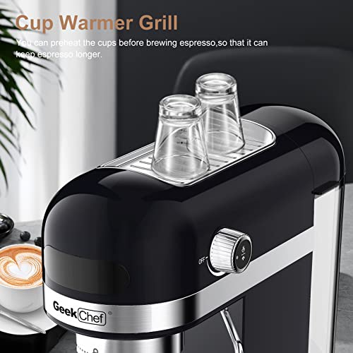 20 Bar Espresso Machine, 1350W High Performance, 1.4 Ldetachable transparent water tank, Thermo block beating system,With safety valve (Black)