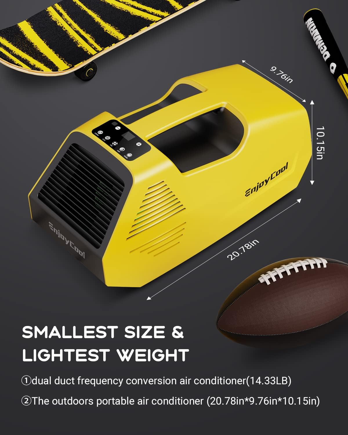 Portable Air Conditioners, 2380BTU Fast Cooling Outdoor Air Conditioner, 240W Low Power Consumption Portable Mini Air Conditioner for Camping Tent, RV, Car, Truck, Van and Fishing-Yellow