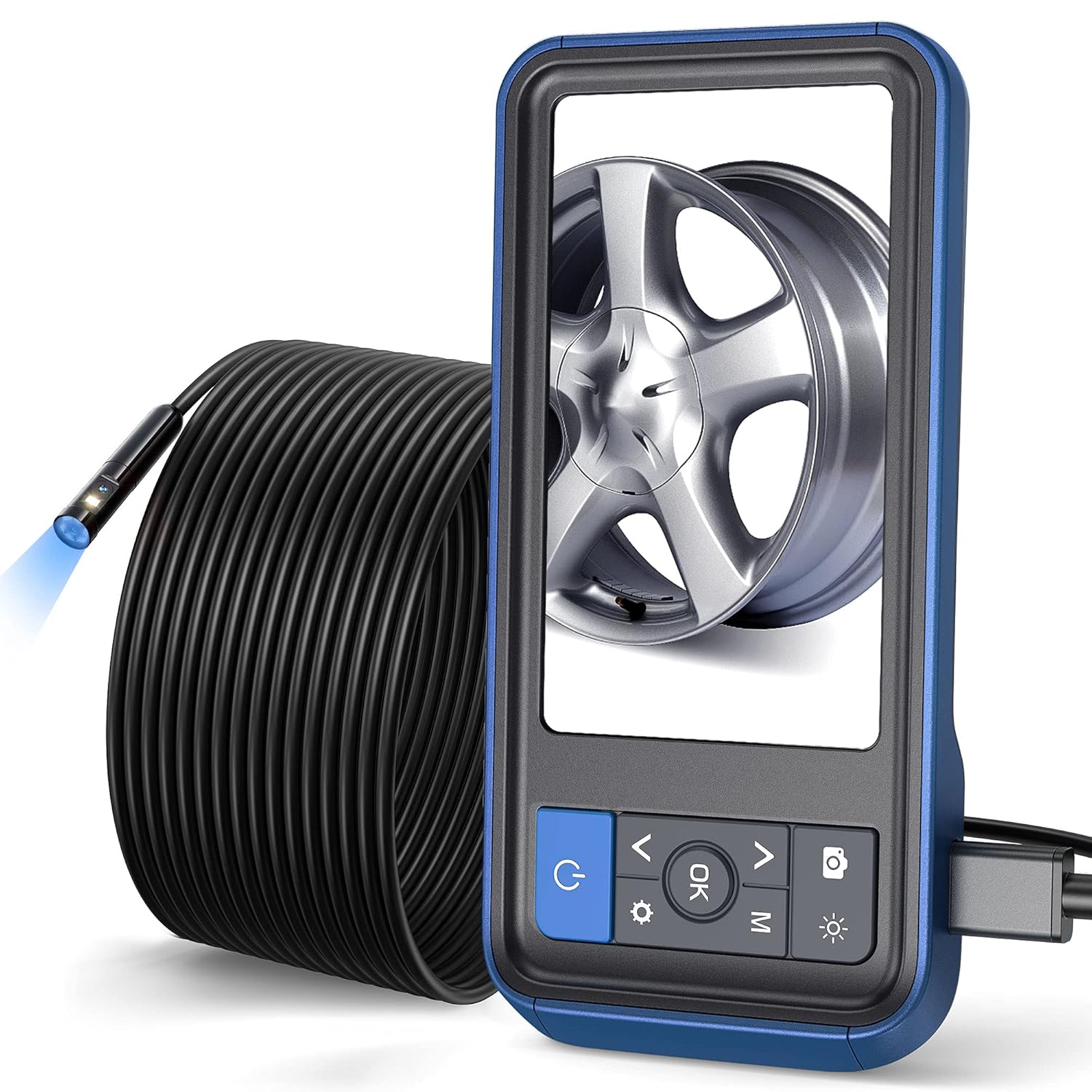 50ft Dual Lens Inspection Camera with Light, Teslong Digital Home Borescope Tool, Video Endoscope, HD Scope Camera, 4.5 Screen, Long Flexible Probe, 1080p, Sewer, Plumbing, Pipe, Wall(Waterproof)